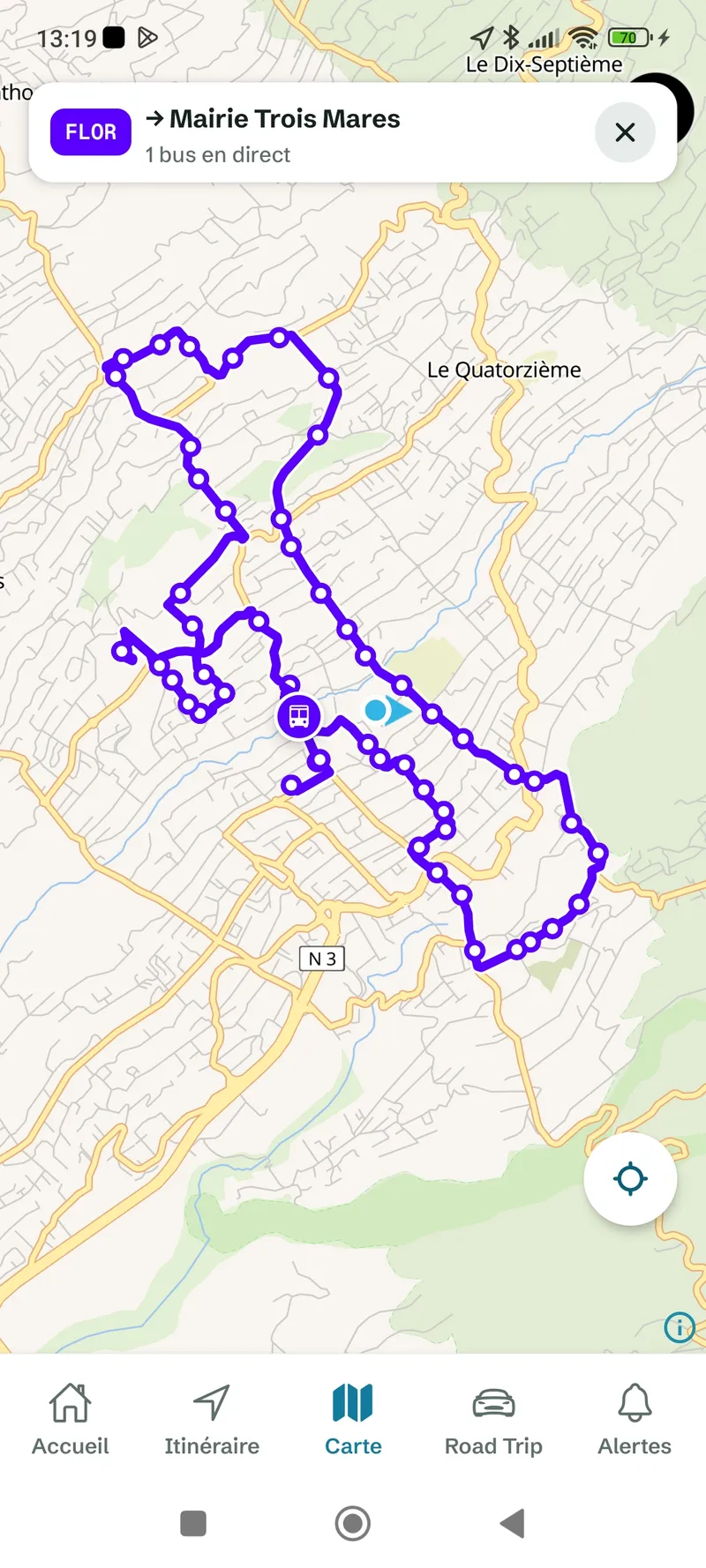 Mob974 — écran Carte du réseau